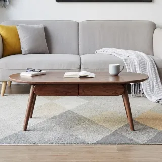 hoi!源氏木語柏林橡木1M圓弧抽屜茶几 H83J44-胡桃色 歷史價格詳細信息