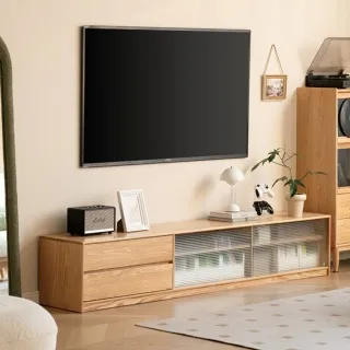 源氏木語橡木原木色玻璃滑門2M四格電視櫃 Y162N01 歷史價格詳細信息