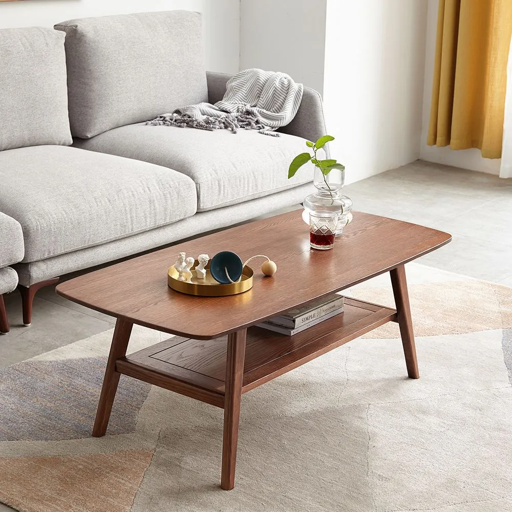 hoi!源氏木語柏林橡木1M圓弧抽屜茶几 H83J44-胡桃色 歷史價格詳細信息