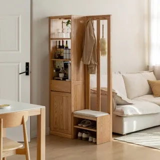 源氏木語布拉格橡木原木色玄關置物櫃穿鞋椅1M Y84L01 梨白色 歷史價格詳細信息