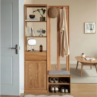 源氏木語布拉格橡木原木色玄關置物櫃穿鞋椅1M Y84L01 梨白色 歷史價格詳細信息