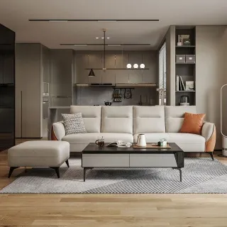 hoi! 林氏木業簡約時尚科技布雙人布沙發 S098-甜玉米色 歷史價格詳細信息