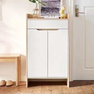 hoi! 林氏木業美式現代小戶型玄關超薄翻板收納鞋櫃 JF1N-A 荷花白 歷史價格詳細信息