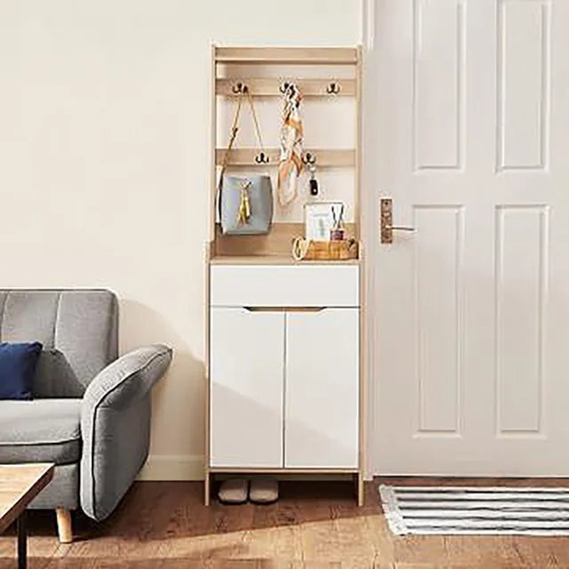 hoi! 林氏木業美式現代小戶型玄關超薄翻板收納鞋櫃 JF1N-A 荷花白 歷史價格詳細信息