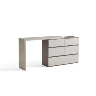 林氏木業簡約雙色抽屜櫃附鏡可伸縮化妝桌 OV2C-灰色 歷史價格詳細信息