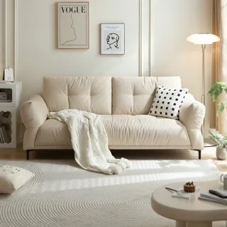 林氏木業溫柔拚色皮感科技布小四人沙發+腳踏 BS103-拿鐵棕 歷史價格詳細信息