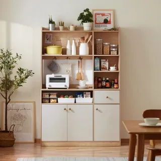 林氏木業北歐風百搭四門玄關鞋櫃 LS187-原木+白色 歷史價格詳細信息