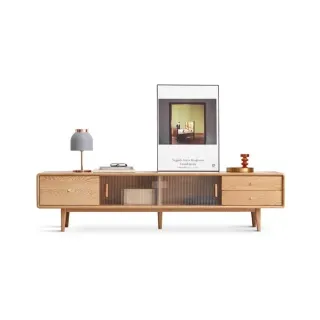 源氏木語實木電視機櫃簡約客廳原木地櫃北歐小戶型橡木儲物櫃 歷史價格詳細信息