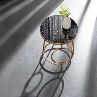 林氏木業簡約輕奢鋼化玻璃鐵藝邊几床頭櫃EO1B-香檳金 歷史價格詳細信息