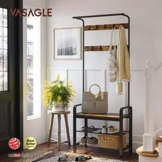 VASAGLE 工業風衣帽壁架掛勾-鐵銹棕 LCR12BX 歷史價格詳細信息