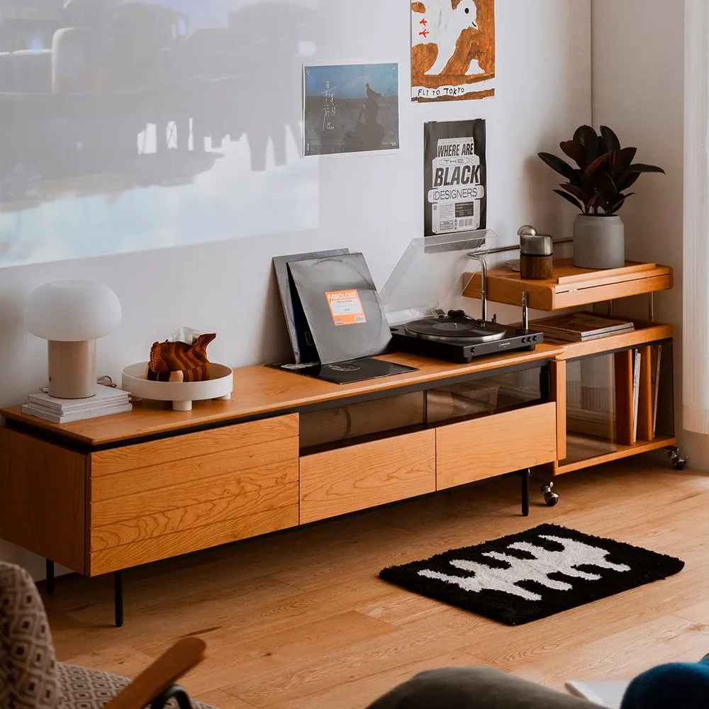 北歐櫻桃木全實木電視櫃簡約客廳儲物櫃2 米小戶型視聽櫃地櫃 歷史價格詳細信息