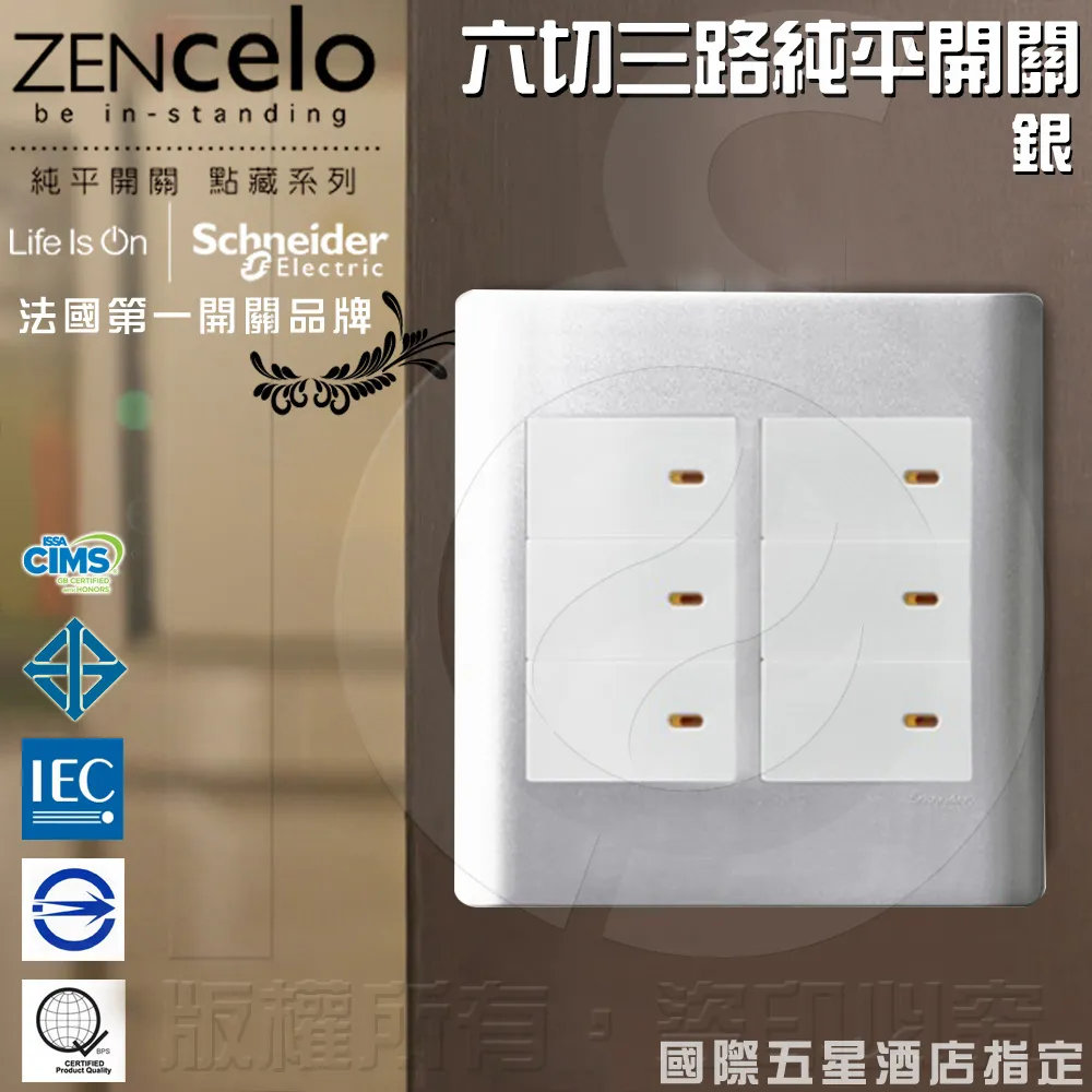 法國Schneider ZENcelo系列 六切三路純平開關_銀 歷史價格詳細信息