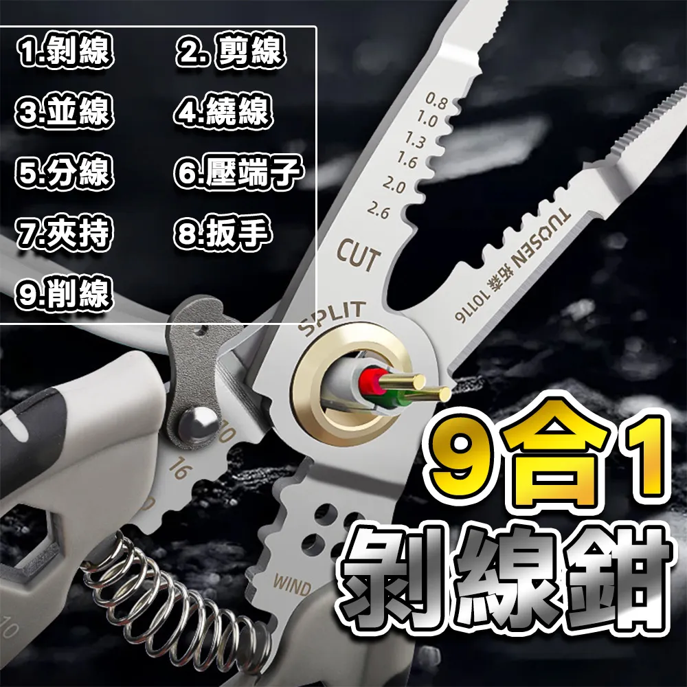 【九合一剝線鉗】多功能鉗子 多功能剝線器 電工剝線鉗 剝線鉗 剝線刀 剝線器 剝線剪 壓線 歷史價格詳細信息