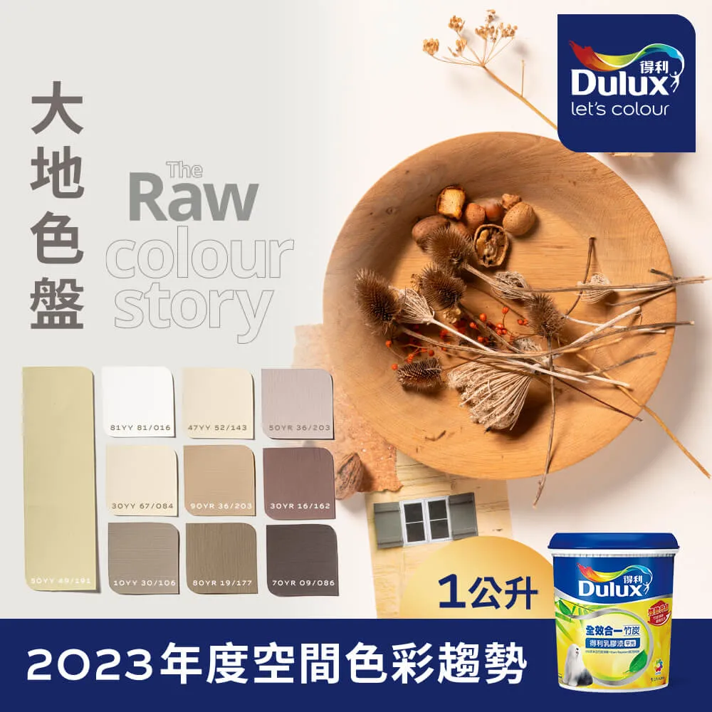 【Dulux得利塗料】A986K 全效合一竹炭乳膠漆 2023年度色系-濱海 電腦調色（1公升裝） 歷史價格詳細信息