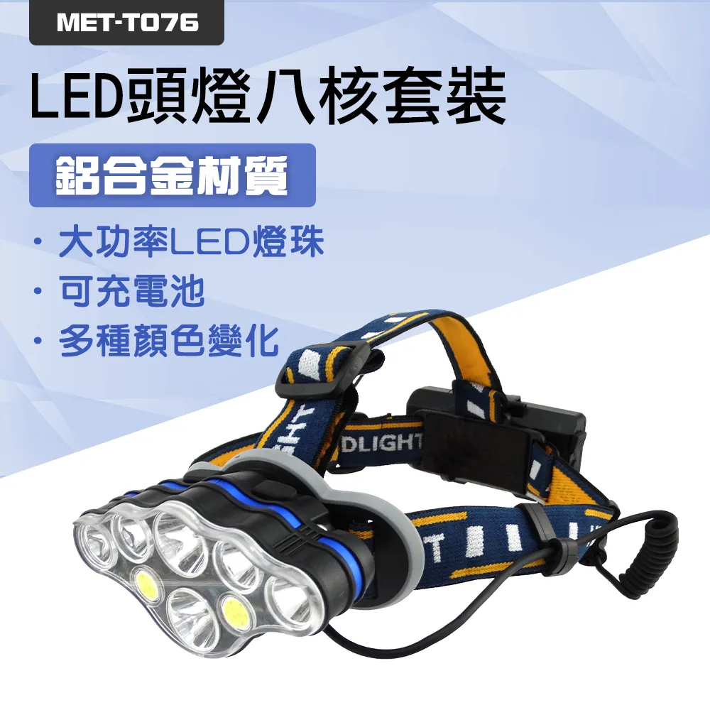 LED頭燈八核套裝大全配鋰電*2+充電線 B-T076 歷史價格詳細信息