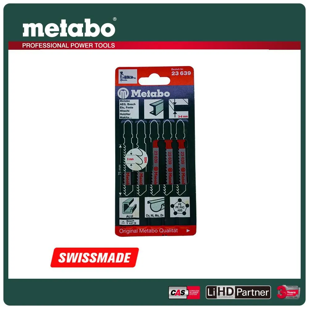 metabo 美達寶 金屬線鋸片 74/ 1.2-2.6mm/ 21-10T (T123XF) 623676000 5支裝 歷史價格詳細信息