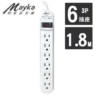 【Mayka 明家】6開6插3P延長線 4.5M/15呎 (SP-613A-15) 歷史價格詳細信息