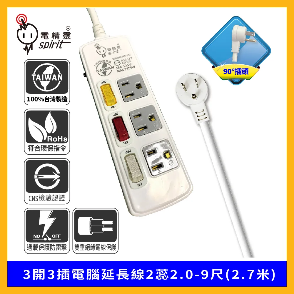 spirit 電精靈 3蕊動力延長線(附燈)-3蕊3.5-90尺/15A 歷史價格詳細信息