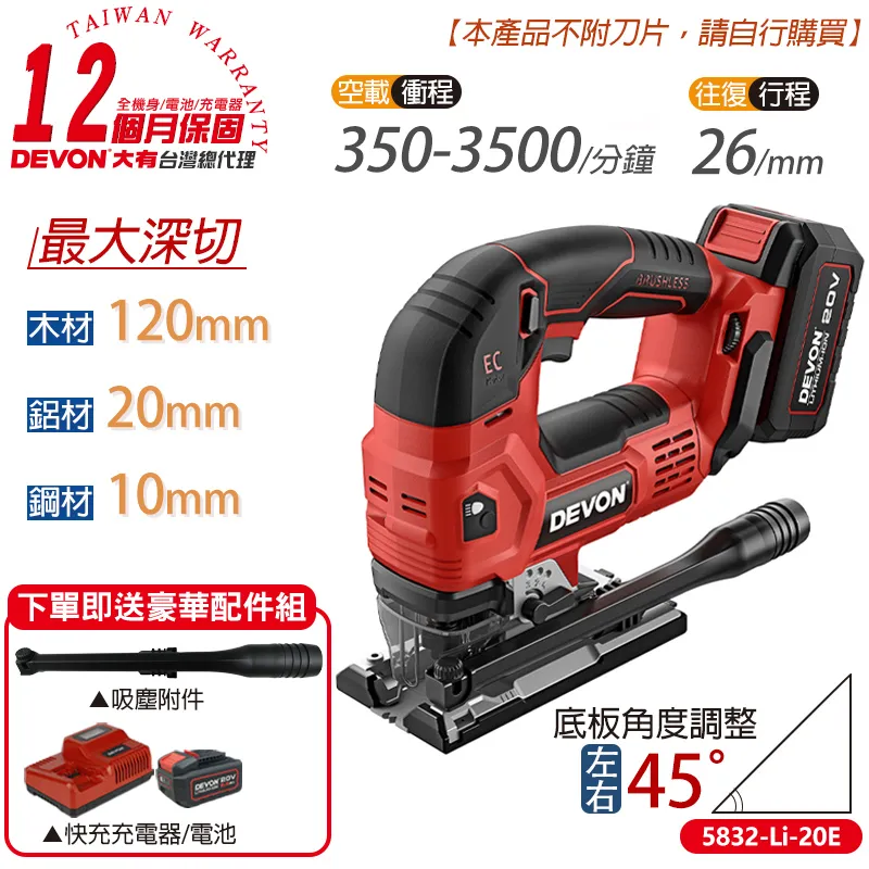 DEVON大有 20V 充電無刷修邊機(雙電池組) 1328-Li-20 歷史價格詳細信息