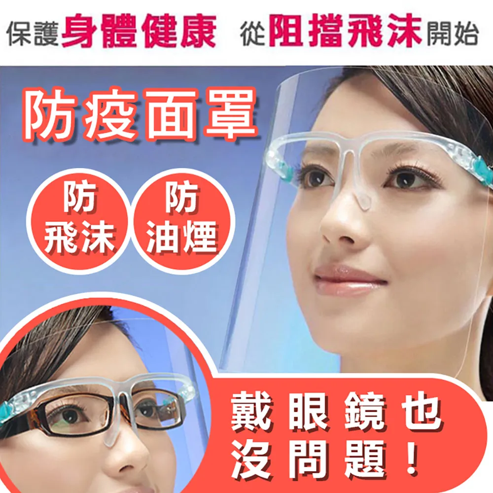 防疫面罩(鏡架款) 防飛沫 全臉防護 透明防霧面罩 工作面罩面具 防廚房油濺 歷史價格詳細信息