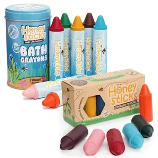 【Honey Sticks】純天然蜂蠟無毒浴室可水洗蠟筆(7色x2組) 歷史價格詳細信息