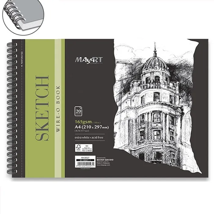 MAYART 美雅A4   300 g/m2 中紋/冷壓 12張入 荷蘭 全棉中目水彩本(3本) 歷史價格詳細信息