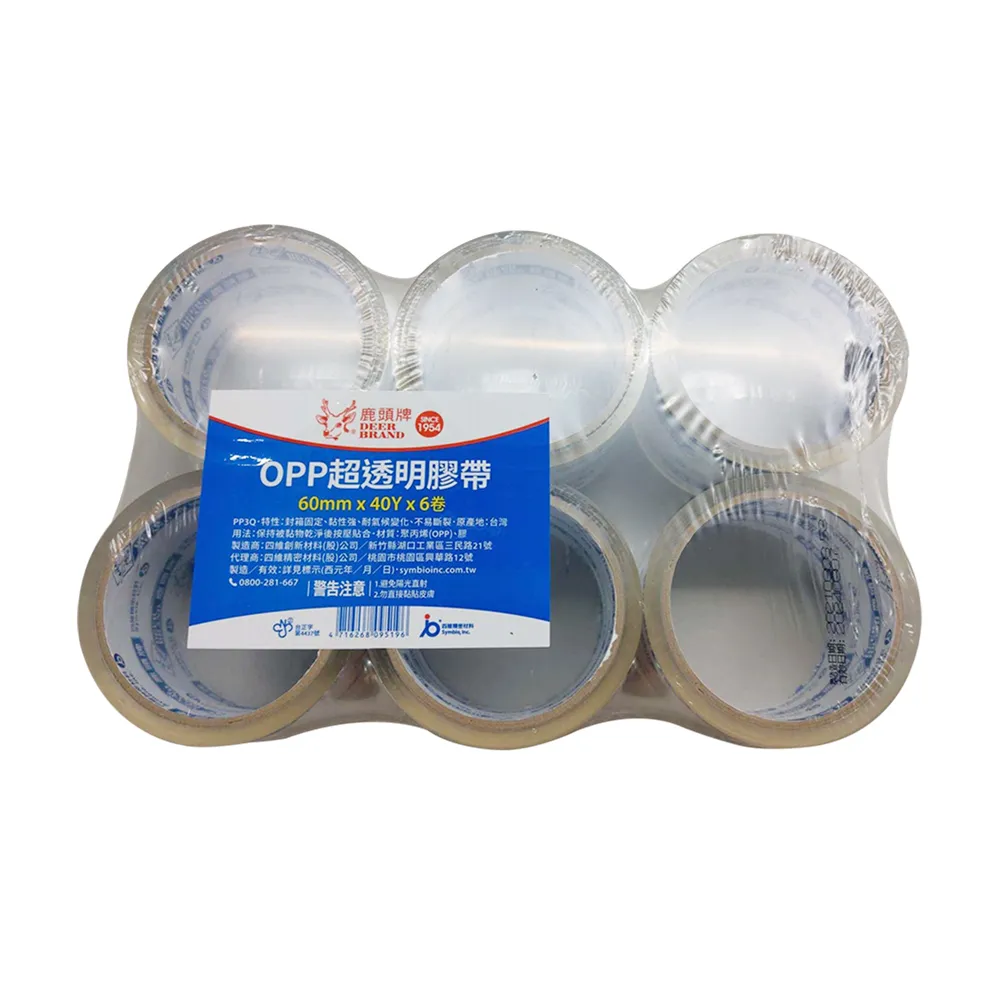 【鹿頭牌】60mmx36.4M 透明OPP膠帶-36入(辦公 事務 封箱 網購 電商 學生 搬家) 歷史價格詳細信息