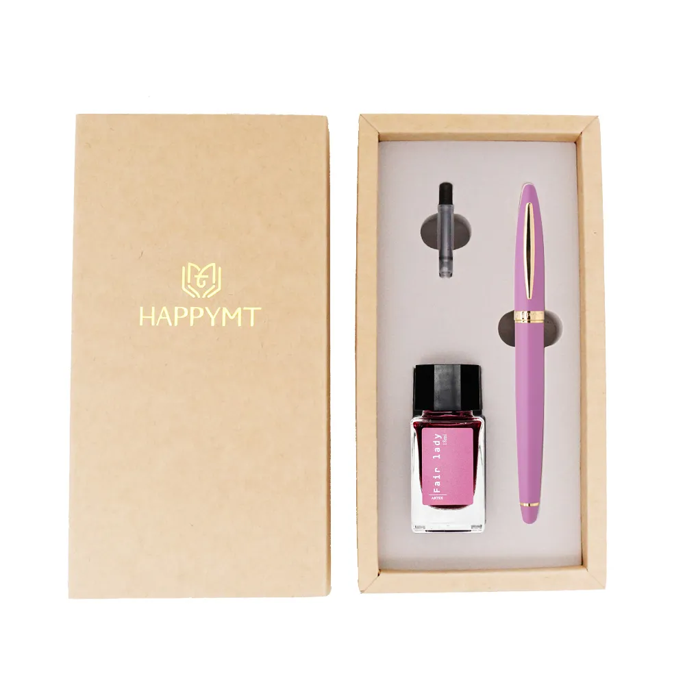 HAPPYMT開心鋼筆墨水禮盒-免費客製化刻字-薰衣紫金夾 歷史價格詳細信息