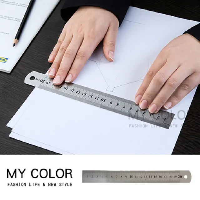 不鏽鋼直尺尺子學生文具鋼尺15/20/30cm鋼直尺套裝加厚木工鋼板尺 歷史價格詳細信息