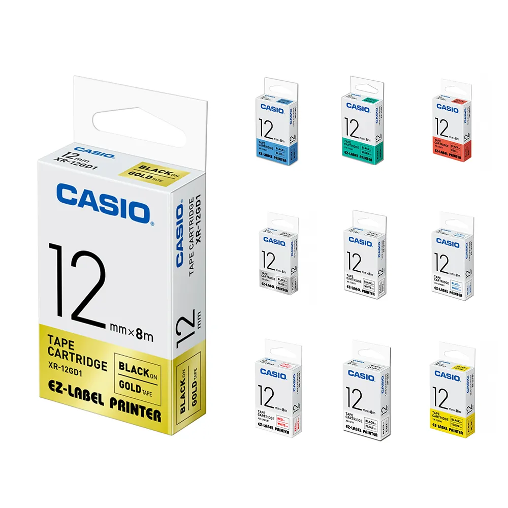 【CASIO 】標籤機專用色帶-12mm-共15色-團購組合(5入組)(XR-12mm系列) 歷史價格詳細信息
