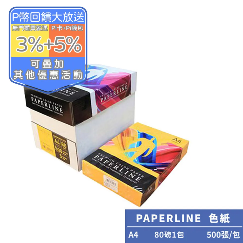 PAPERLINE金牌 彩色影印紙 A4 70磅 70P 淺系列（500張 /包）10包 /組 PL1XX 歷史價格詳細信息