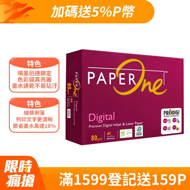 PAPER ONE Digital A4 影印紙 80P【5包組】 歷史價格詳細信息