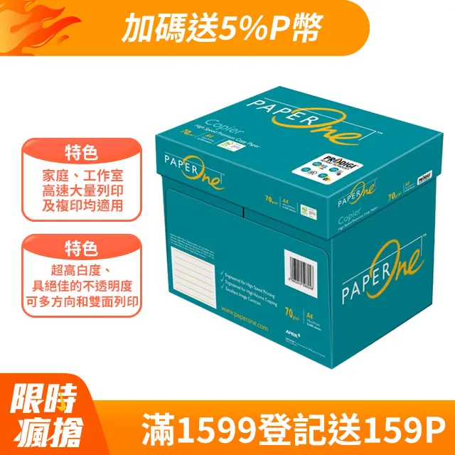 PaperOne copier 多功能影印紙A4 70G (5包/10箱) 歷史價格詳細信息