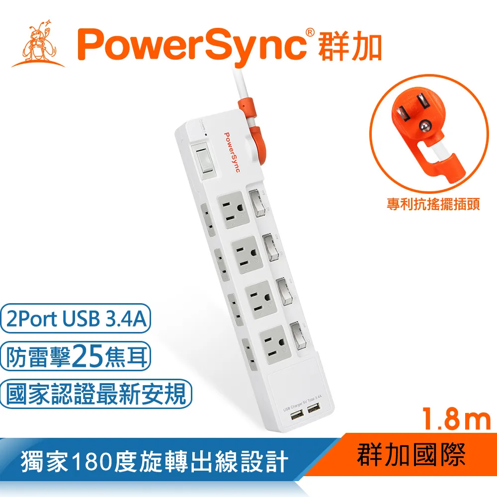 群加 PowerSync 2P+3P 4插+2埠USB防雷擊壁插(TWTMN4SB) 歷史價格詳細信息