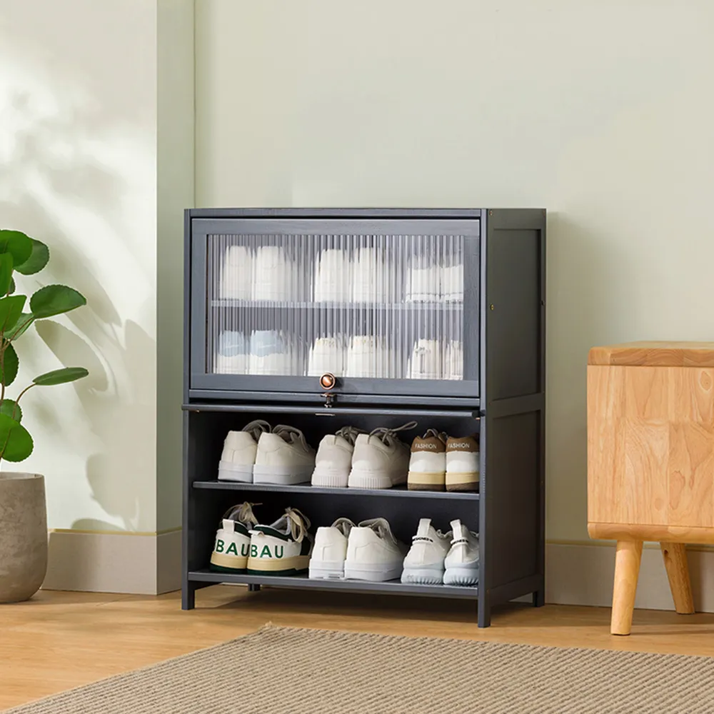 【HappyLife】沉穩深灰楠竹製三門餐邊櫃 (Y10709) 歷史價格詳細信息