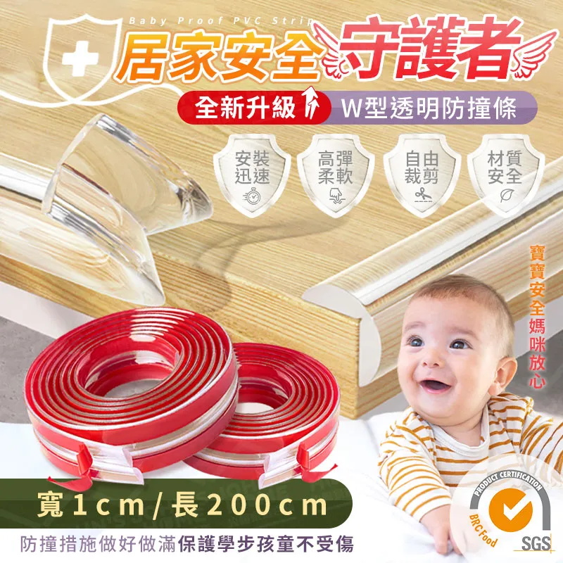 W型透明防撞條 寬1.5cm長100cm 高彈 寶寶防護條 兒童防撞條 歷史價格詳細信息