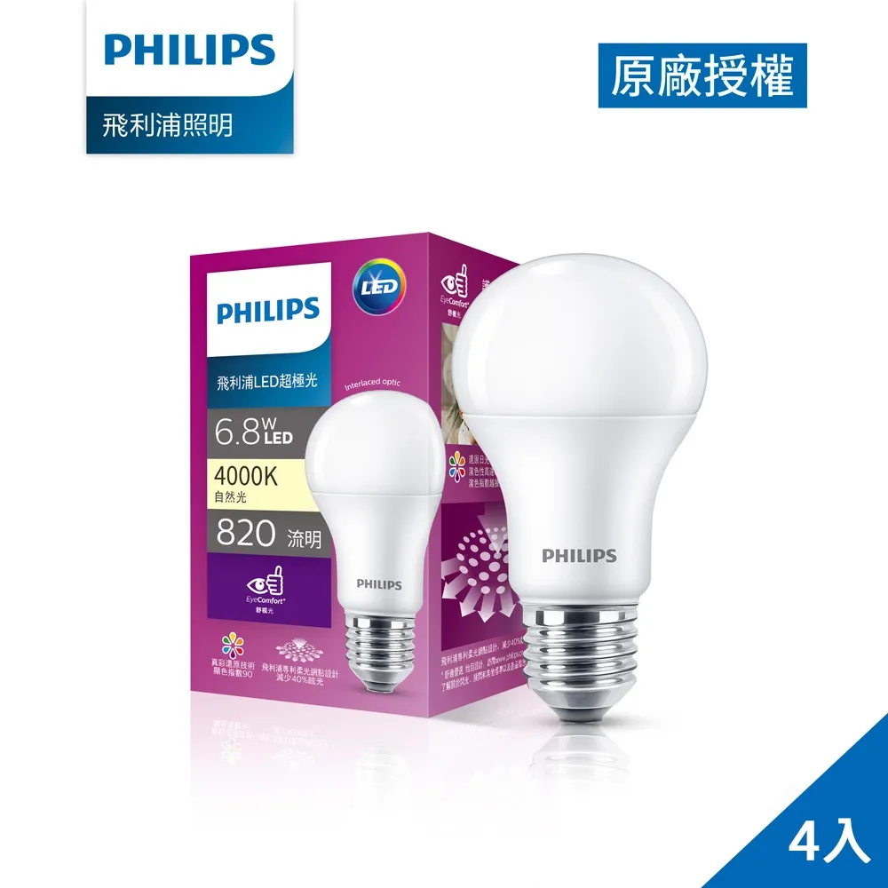 (6入) PHILIPS飛利浦 真彩版 LED 8.5W 6500K 晝白光 超極光 球泡燈 _ PH520576 歷史價格詳細信息