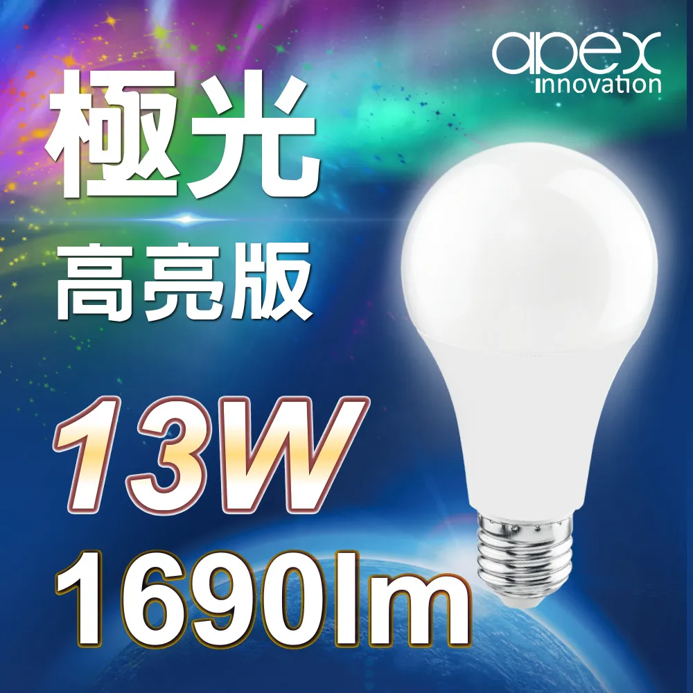 【APEX】13W高效能廣角LED燈泡 全電壓 E27(4入) 歷史價格詳細信息