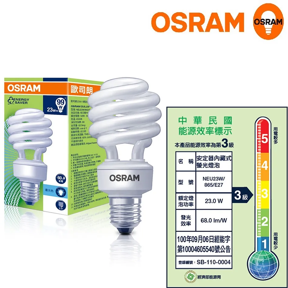 歐司朗 23W 螺旋省電燈泡_6入組 價格比較,價格查詢,歷史價格詳細信息