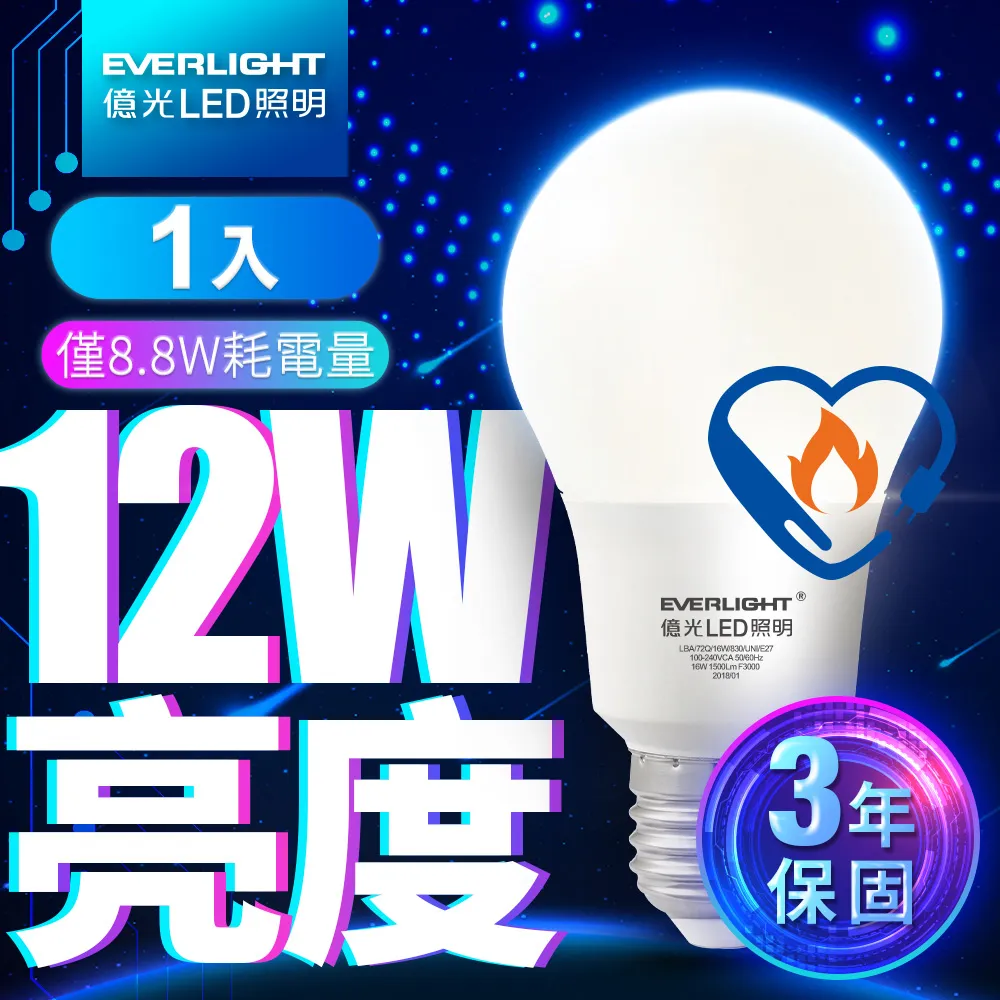 (4入) 【EVERLIGHT億光】 LED 燈泡 10W 全電壓 E27 新戰鬥版 球泡燈 (黃光/自然光/白光) 歷史價格詳細信息