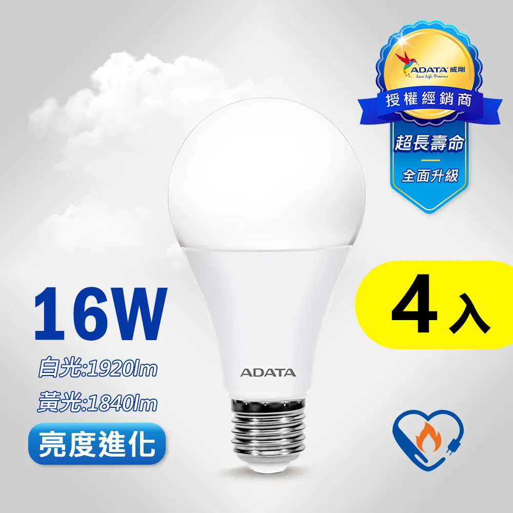 【威剛】16W LED 燈泡 (2020年節能標章) 黃色 4 入 歷史價格詳細信息