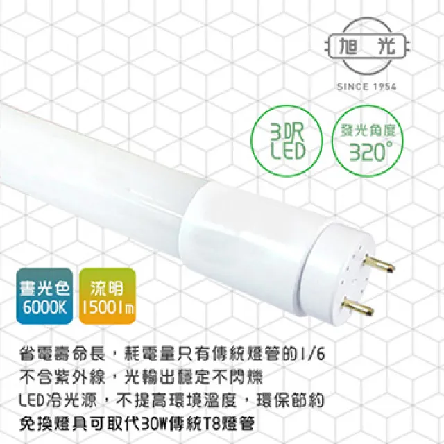 【旭光】LED T8 3尺 15W 燈管 全電壓 白光 黃光 自然光 3入組(LED T8 3尺15W 日光燈管) 歷史價格詳細信息