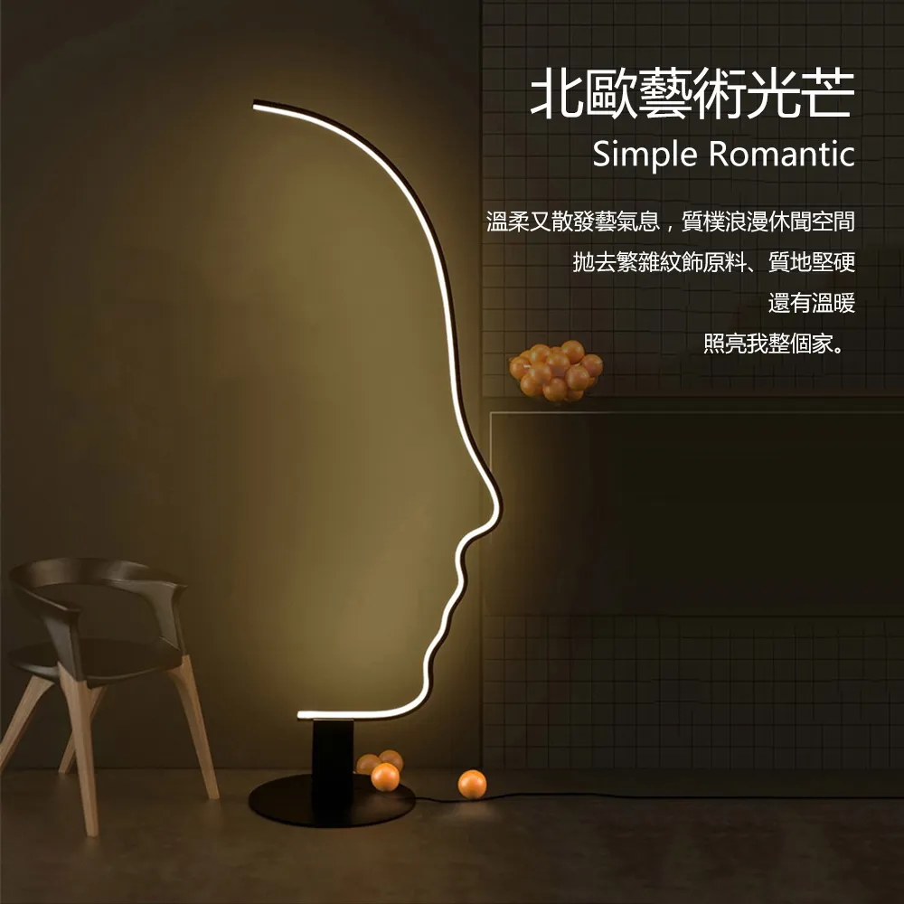 落地燈極簡線條落地燈炫彩創意拍照北歐沙發墻角臥室床頭燈客廳氛圍燈 現貨 歷史價格詳細信息