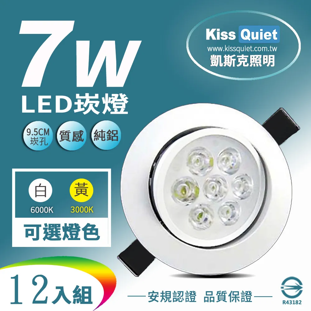 《Kiss Quiet》9W亮度LED小投射燈 7W功耗800流明95mm開孔天花燈(可調角度)-4入 歷史價格詳細信息