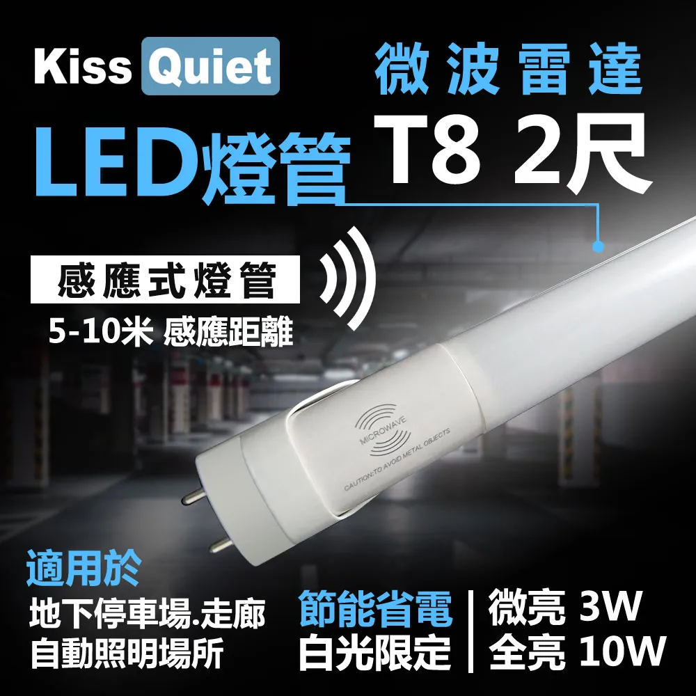 《Kiss Quiet》 智慧型動態(白光限定)雷達感應式 T8 2尺 LED燈管.全電壓高PF-2入 歷史價格詳細信息