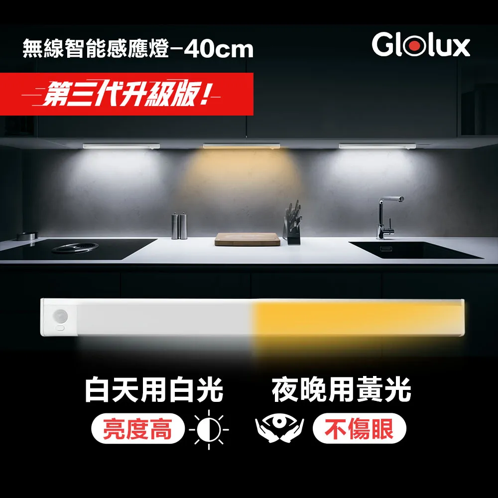 Glolux L40型USB充電磁吸感應燈(白黃光)2入 歷史價格詳細信息