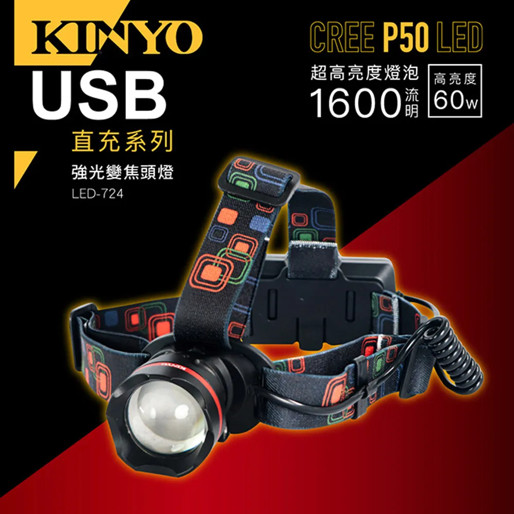 KINYO P50強光變焦頭燈 LED-724+贈品3選一 歷史價格詳細信息