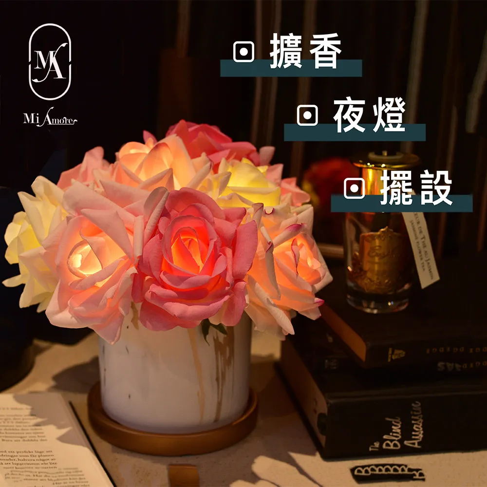 【愛莯】10朵玫瑰花LED夜燈經典黑陶瓷花盆系列(附贈USB充電插頭) 歷史價格詳細信息
