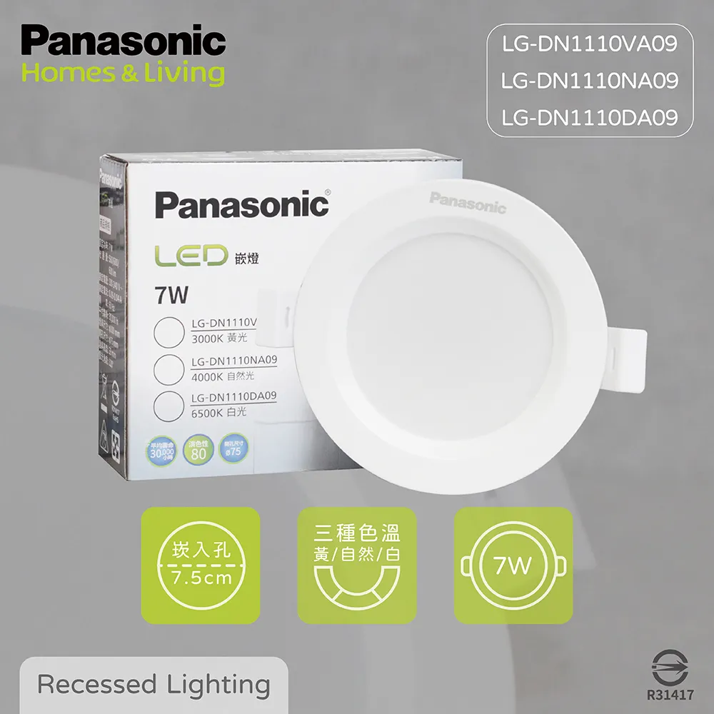 【Panasonic 國際牌】7W嵌燈 崁孔7.5cm LED崁燈 全電壓 一年保固(白光/自然光/黃光) 歷史價格詳細信息