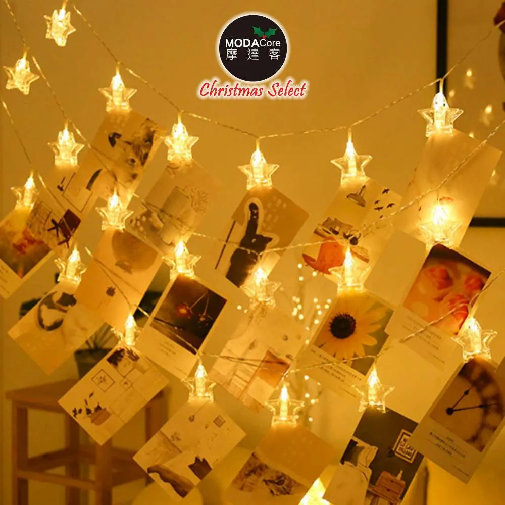 摩達客-LED20燈夾子燈造型電池燈+USB兩用充電 -暖白光/雪花造型款 歷史價格詳細信息